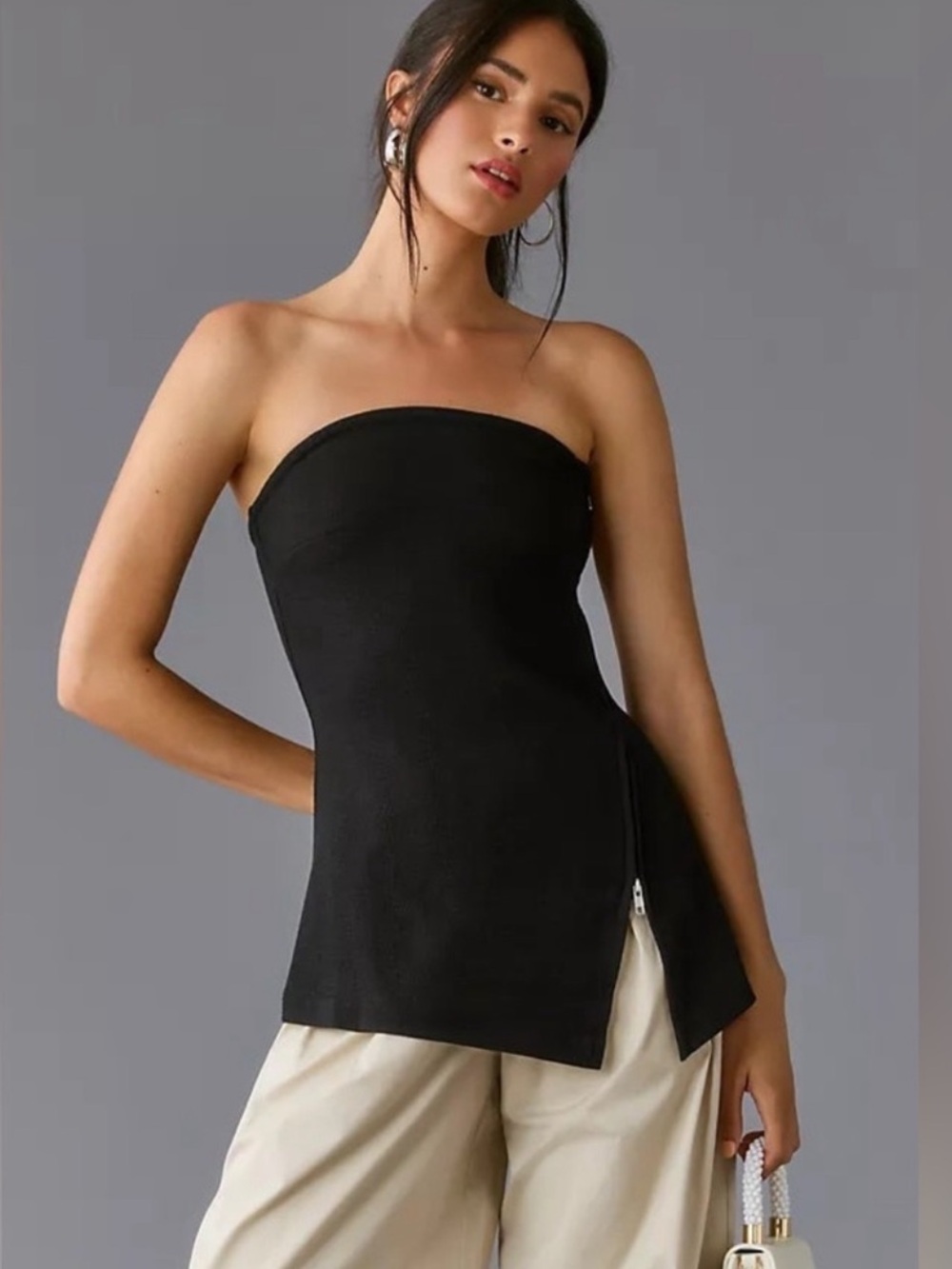 Anthropologie Maeve asymmetrical tube top Black Size XS